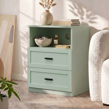 Green Bedside Table 2 Drawers Nightstand | HomeAndLiving