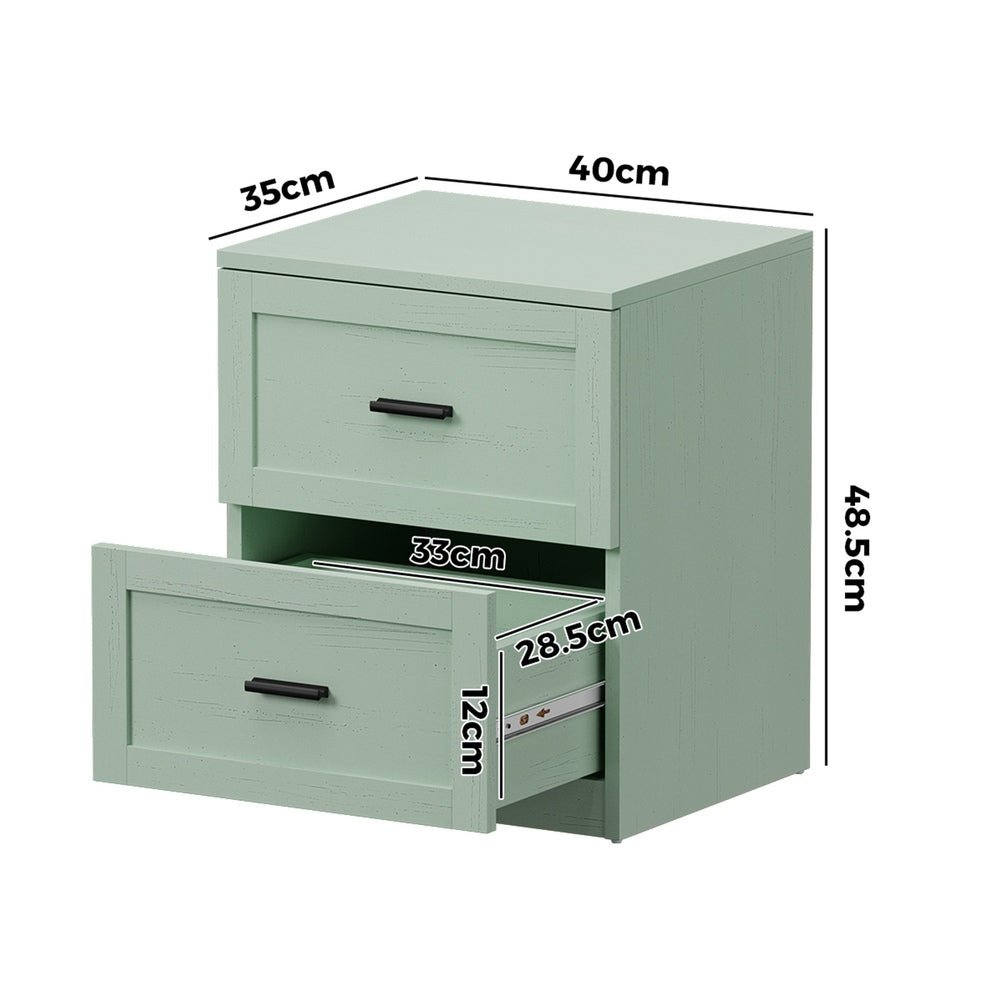 Green Bedside Table 2 Drawers Nightstand | HomeAndLiving