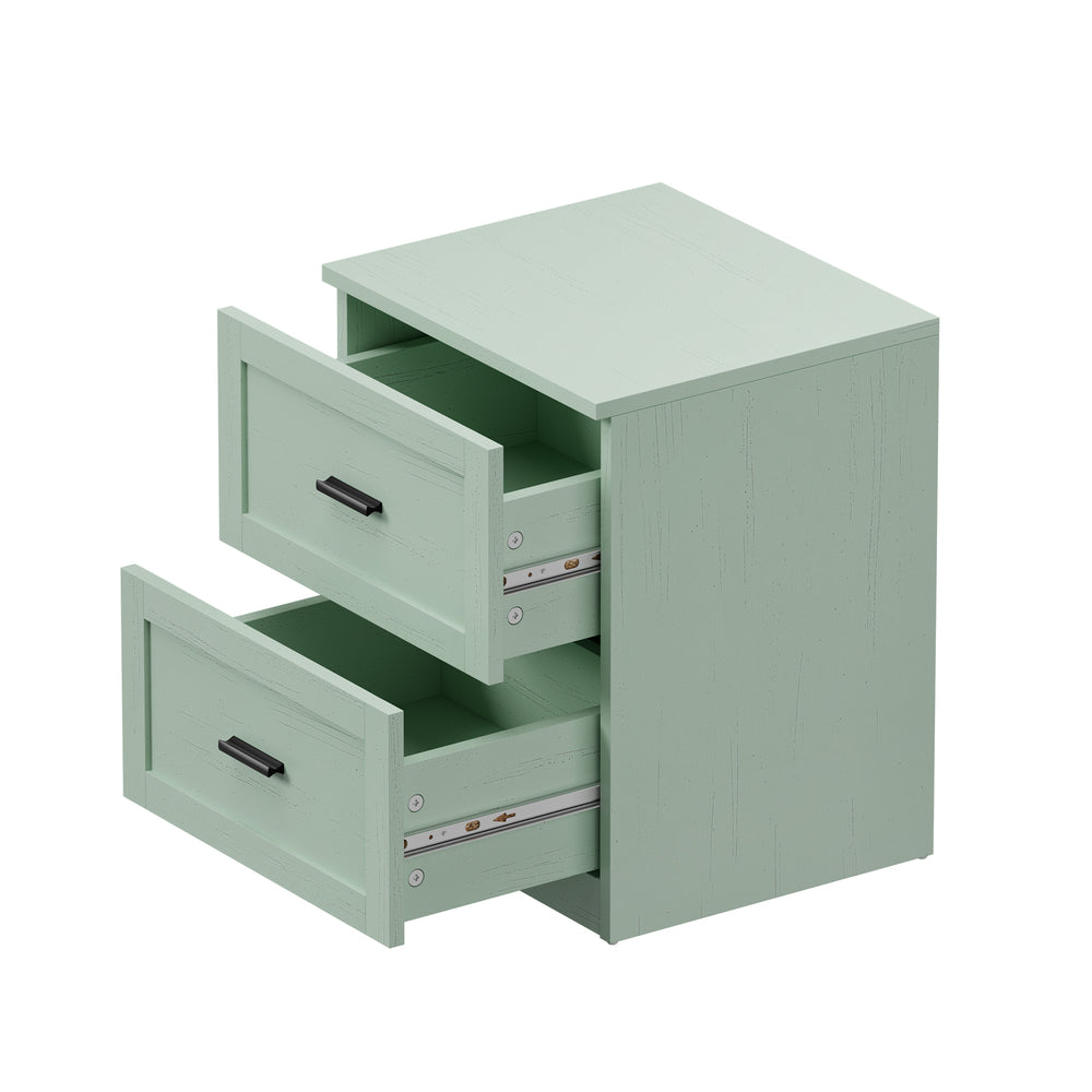 Green Bedside Table 2 Drawers Nightstand | HomeAndLiving