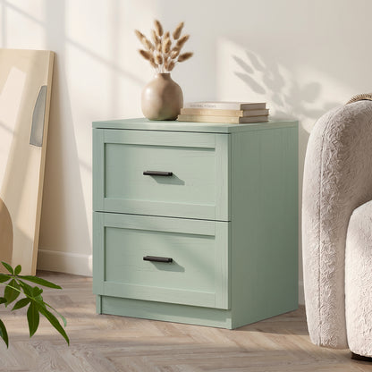 Green Bedside Table 2 Drawers Nightstand | HomeAndLiving