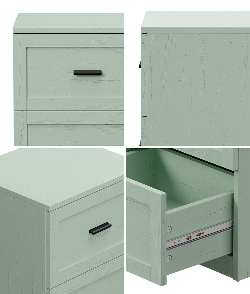 Green Bedside Table 2 Drawers Nightstand | HomeAndLiving
