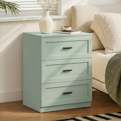 Green Bedside Table 3 Drawers Nightstand | HomeAndLiving