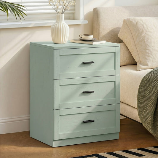 Green Bedside Table 3 Drawers Nightstand | HomeAndLiving - 5