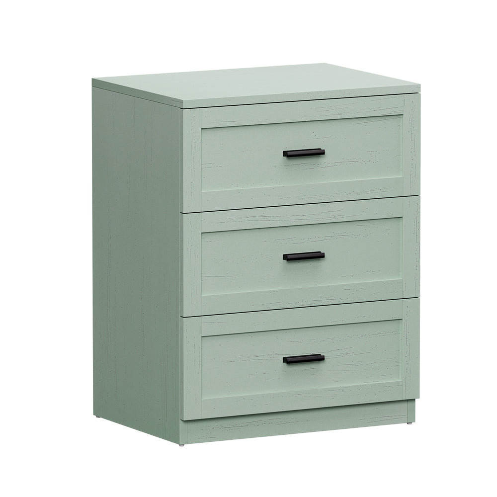 Green Bedside Table 3 Drawers Nightstand | HomeAndLiving