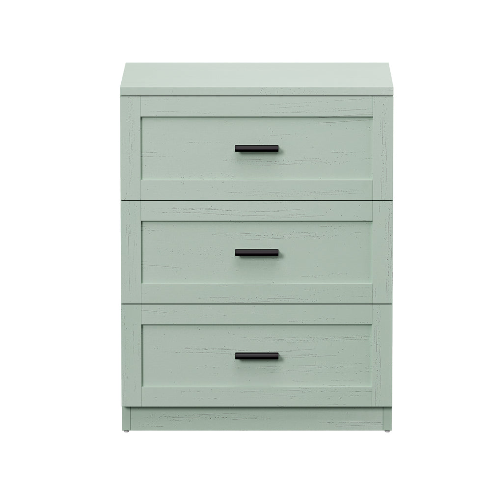 Green Bedside Table 3 Drawers Nightstand | HomeAndLiving