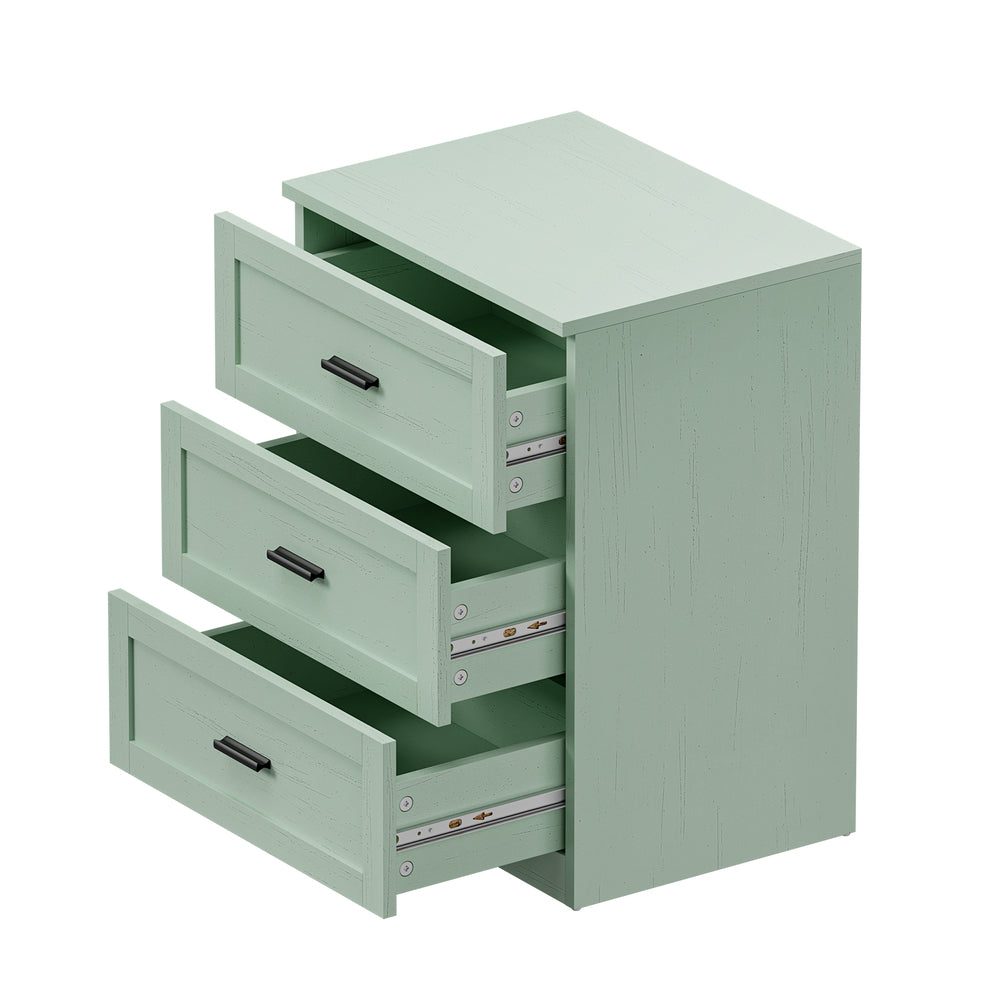 Green Bedside Table 3 Drawers Nightstand | HomeAndLiving