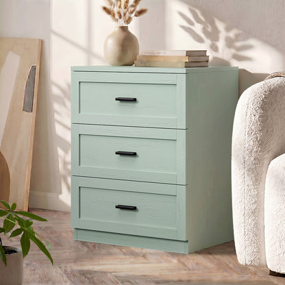 Green Bedside Table 3 Drawers Nightstand | HomeAndLiving