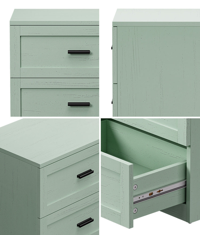 Green Bedside Table 3 Drawers Nightstand | HomeAndLiving