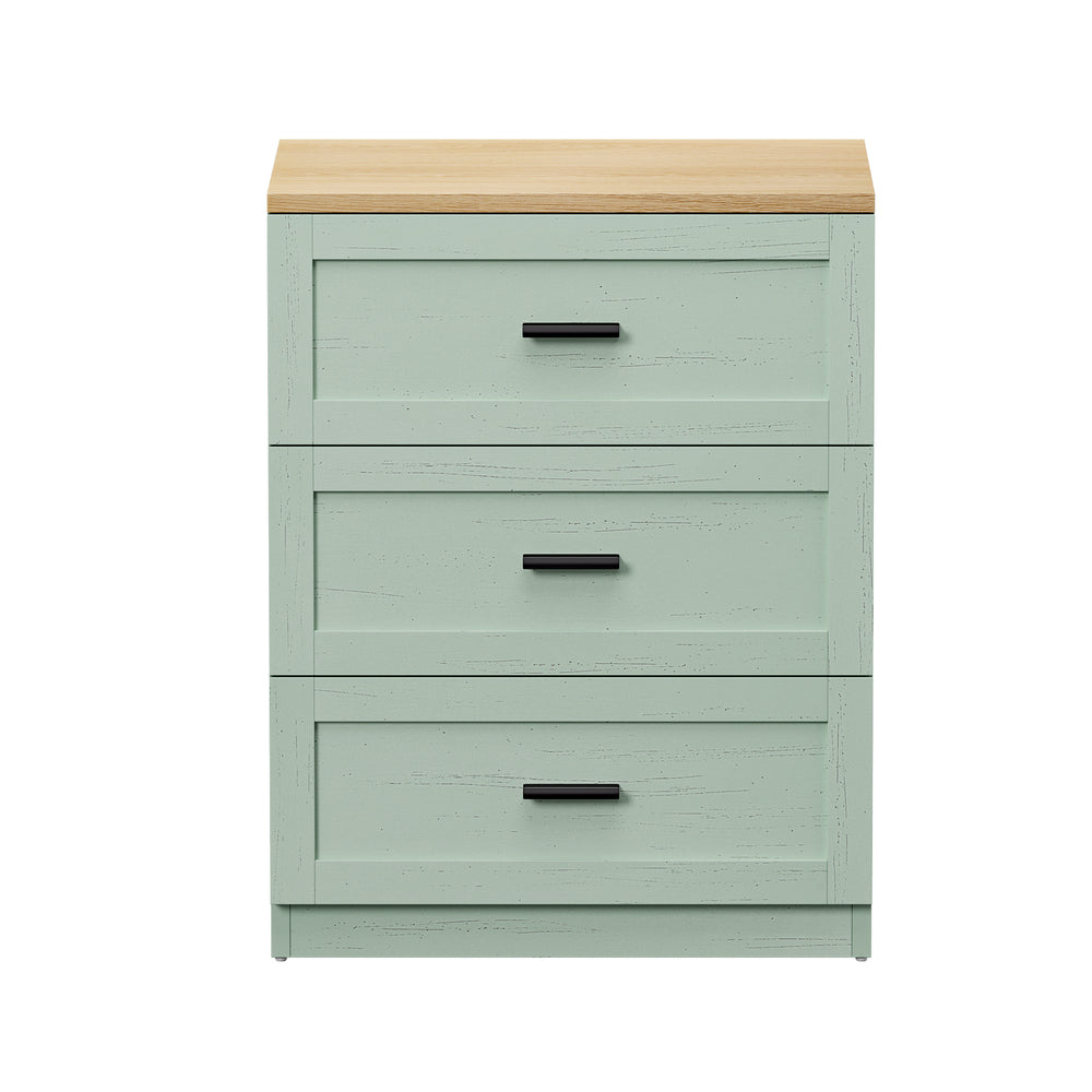 3 Drawer Nightstand Set of 2 Natural Green | HomeAndLiving
