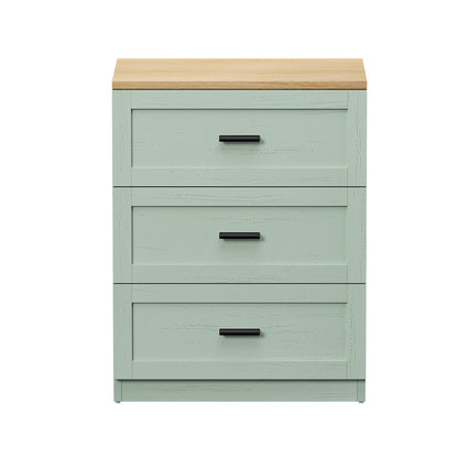 3 Drawer Nightstand Set of 2 Natural Green | HomeAndLiving