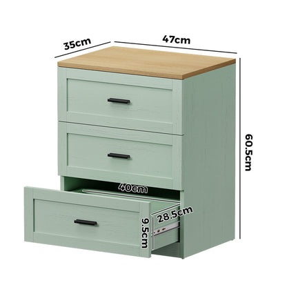 3 Drawer Nightstand Set of 2 Natural Green | HomeAndLiving