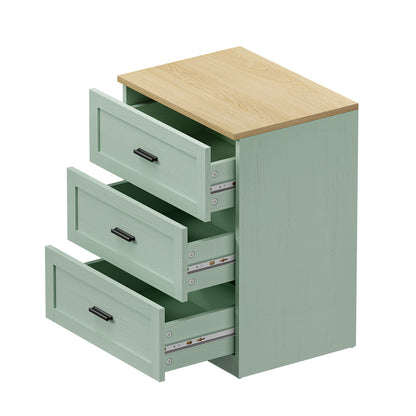 3 Drawer Nightstand Set of 2 Natural Green | HomeAndLiving