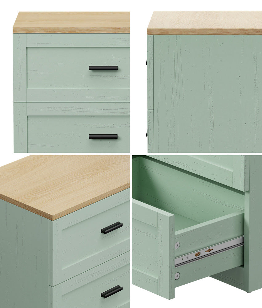 3 Drawer Nightstand Set of 2 Natural Green | HomeAndLiving