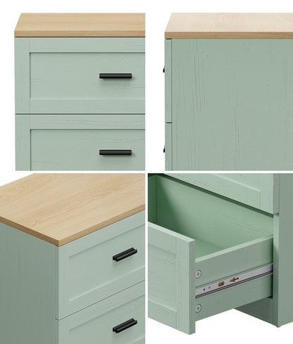 3 Drawer Nightstand Set of 2 Natural Green | HomeAndLiving