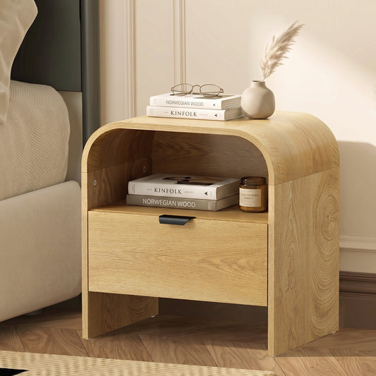 Bedside Table Natural Woodgrain 48x35x50cm