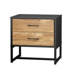 2x Bedside Table 2 Drawers Storage Metal Industrial