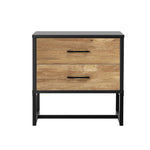 2x Bedside Table 2 Drawers Storage Metal Industrial