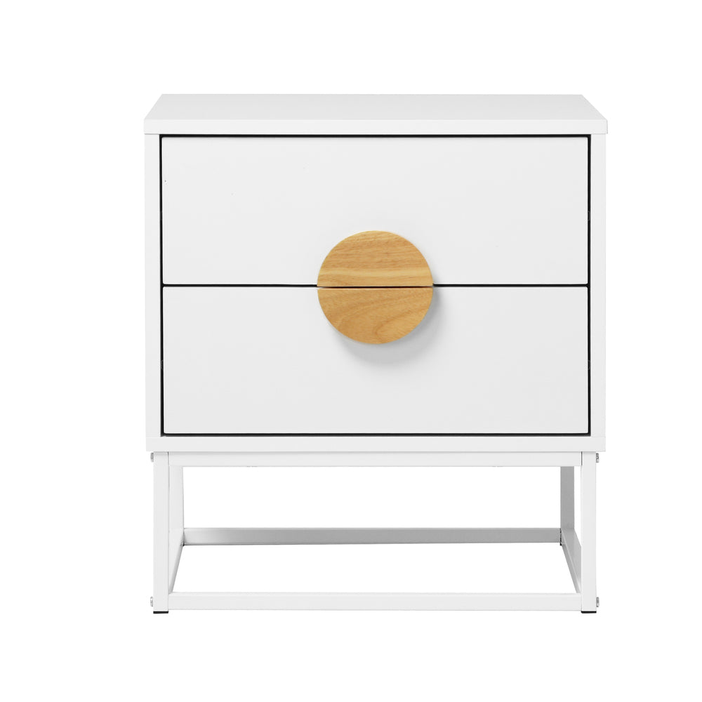 Bedside Table 2 Drawers Steel Legs White | HomeAndLiving - 9