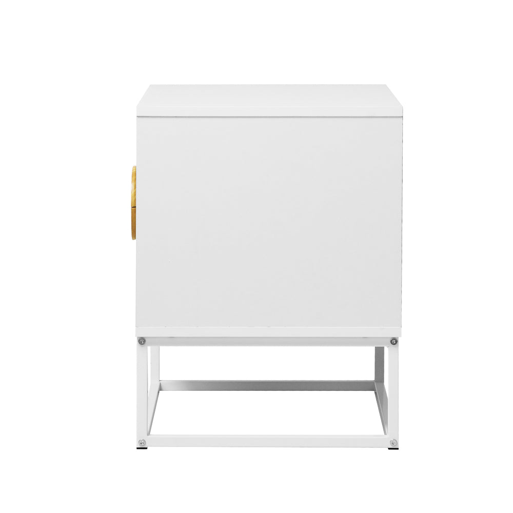 Bedside Table 2 Drawers Steel Legs White | HomeAndLiving - 3