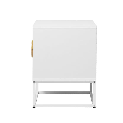 Bedside Table 2 Drawers Steel Legs White | HomeAndLiving - 3