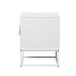 Bedside Table 2 Drawers Steel Legs White | HomeAndLiving