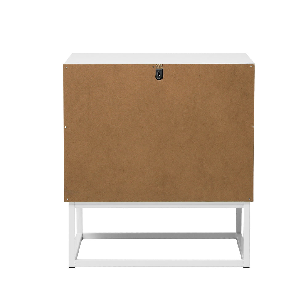 Bedside Table 2 Drawers Steel Legs White | HomeAndLiving - 6