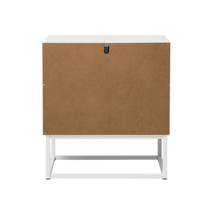Bedside Table 2 Drawers Steel Legs White | HomeAndLiving - 6