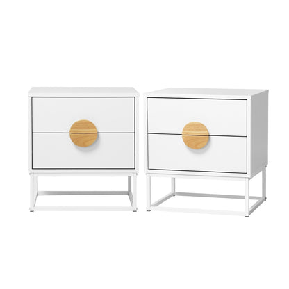 Bedside Tables Set 2 White Steel Legs | HomeAndLiving