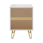 Bedside Table 2 Drawers Gold Metal Nightstand - White