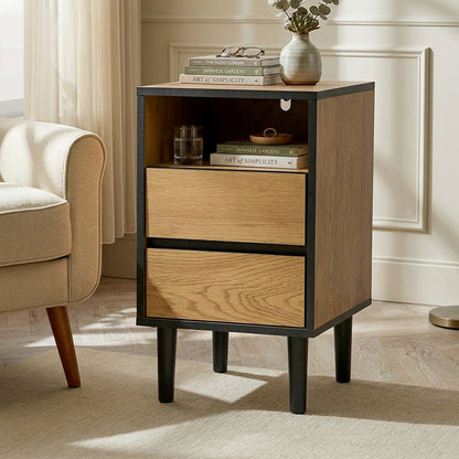 Bedside Table Natural 2 Drawers 35x39.5x60cm