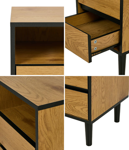 Bedside Table Natural 2 Drawers 35x39.5x60cm