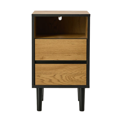 2pc Bedside Tables 2 Drawers Shelf Nightstand