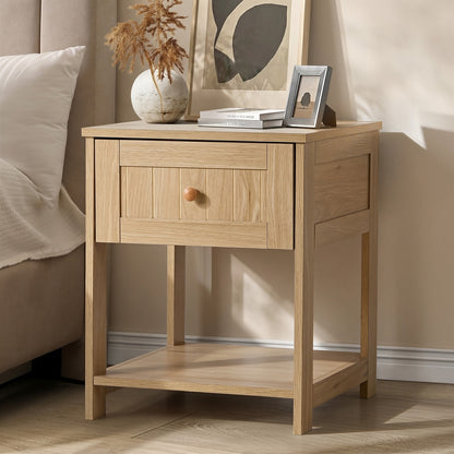 Bedside Table 1 Drawer Storage Shelf Natural | HomeAndLiving