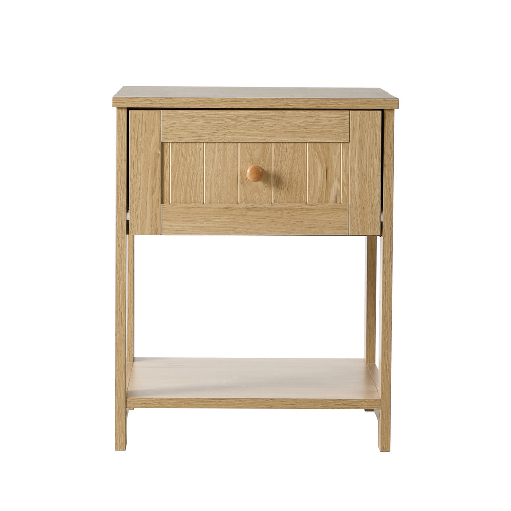 Bedside Table 1 Drawer Storage Shelf Natural | HomeAndLiving - 5