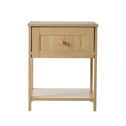 Bedside Table 1 Drawer Storage Shelf Natural | HomeAndLiving - 5