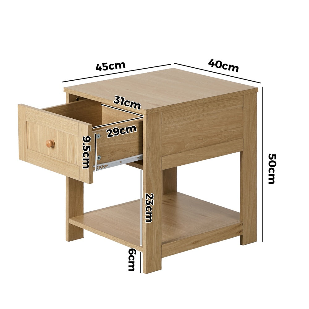 Bedside Table 1 Drawer Storage Shelf Natural | HomeAndLiving - 7