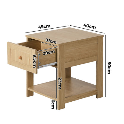 Bedside Table 1 Drawer Storage Shelf Natural | HomeAndLiving - 7