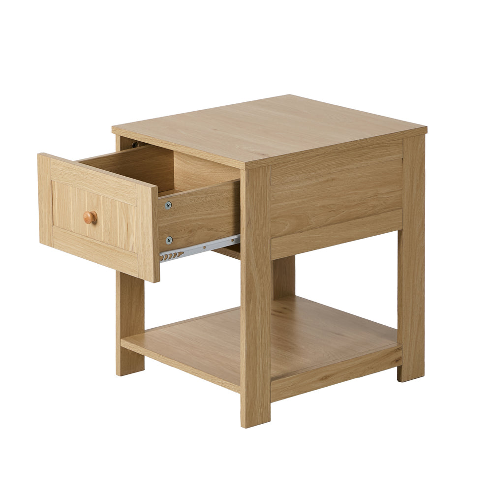 Bedside Table 1 Drawer Storage Shelf Natural | HomeAndLiving - 6