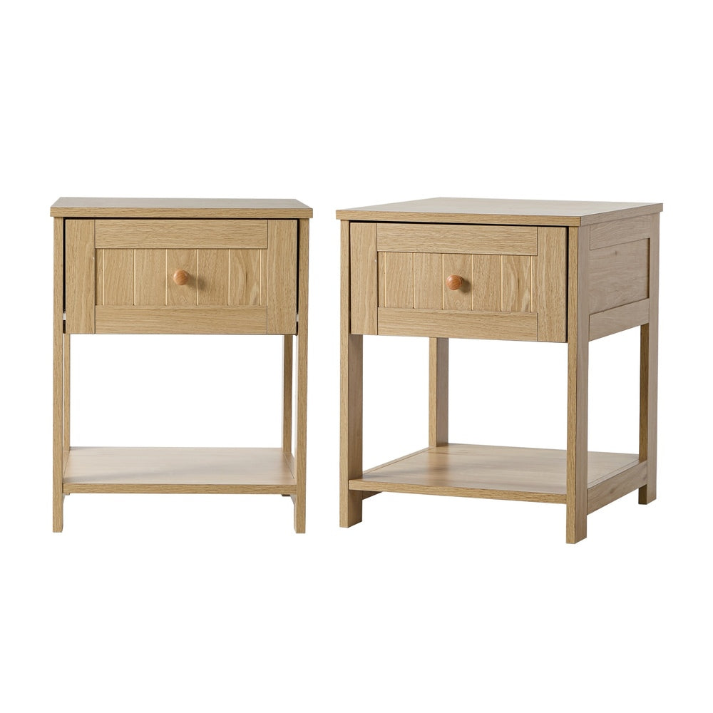 Bedside Tables Set of 2 Drawer Storage Natural | HomeAndLivi