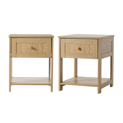Bedside Tables Set of 2 Drawer Storage Natural | HomeAndLivi