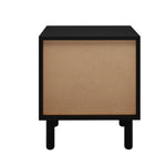 Bedside Table 2 Drawers Rattan Black/Natural
