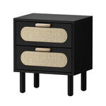 2x Bedside Table 2 Drawers Rattan