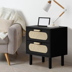 2x Bedside Table 2 Drawers Rattan