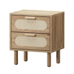 2x Bedside Table 2 Drawers Rattan