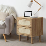 2x Bedside Table 2 Drawers Rattan
