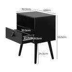 Bedside Tables Side Table Drawer Storage Cabinet w/ Leather Handle Black