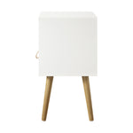 Bedside Tables Side Table Drawer Cabinet w/ Leather Handle White