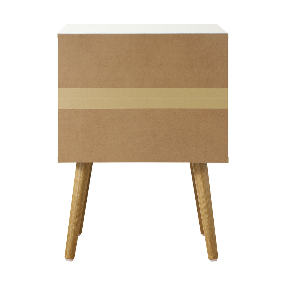 Bedside Tables Side Table Drawer Cabinet w/ Leather Handle White