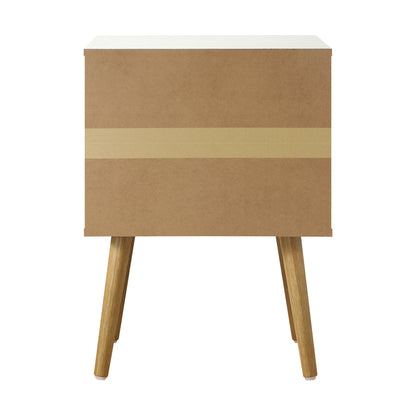Bedside Tables Side Table Drawer Cabinet w/ Leather Handle White
