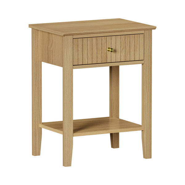  Bedside Table with 1 Drawer Open Shelf Nightstand Natural